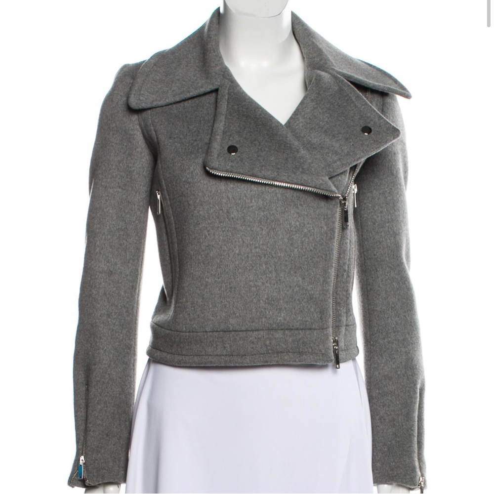 Stella McCartney Wool Biker Moto Jacket Gray XS